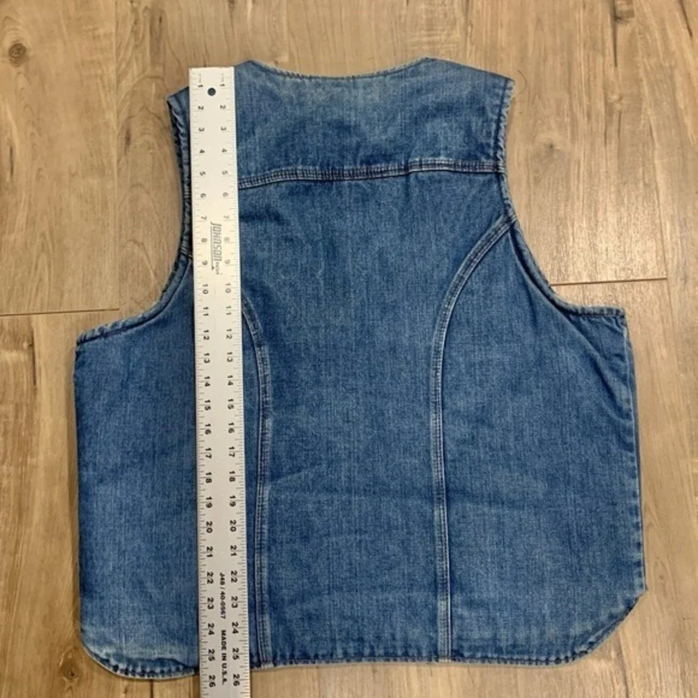 VTG Maverick Sherpa Lined Denim Vest XL 1970s Western Cowboy Workwear USA Made‎